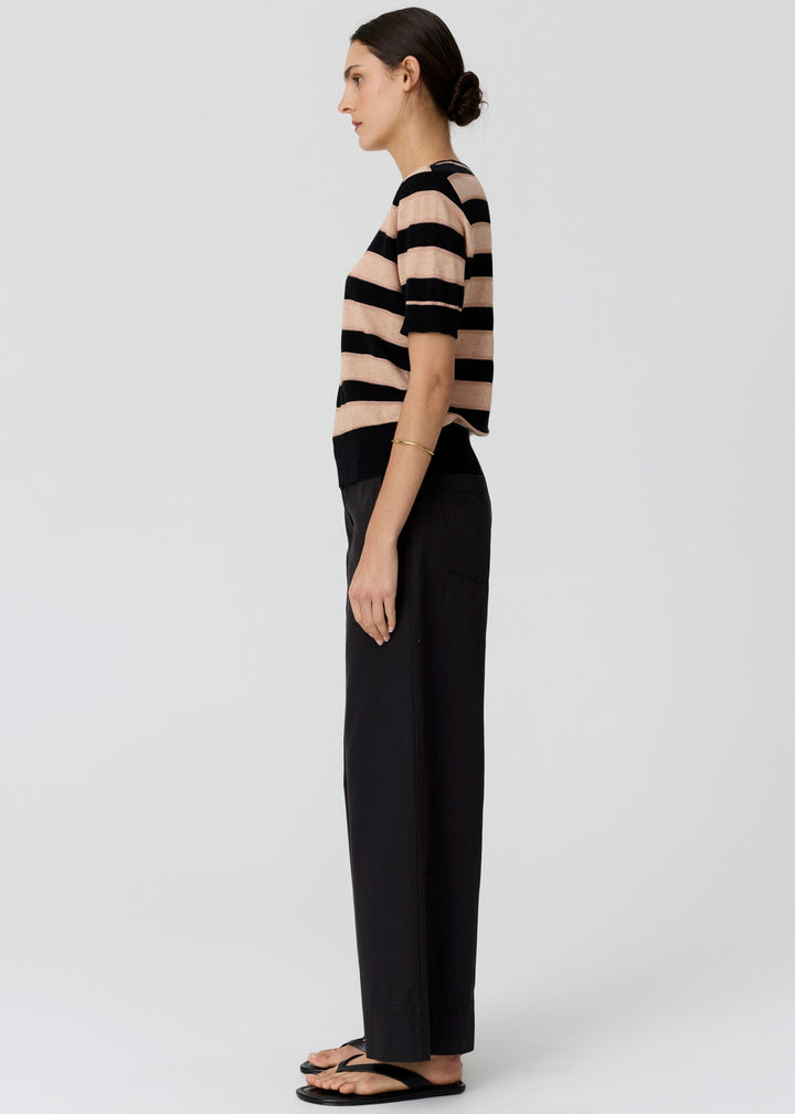 Pol Clothing - Darcey Stripe Knit Tee | Black / Pink/Pink