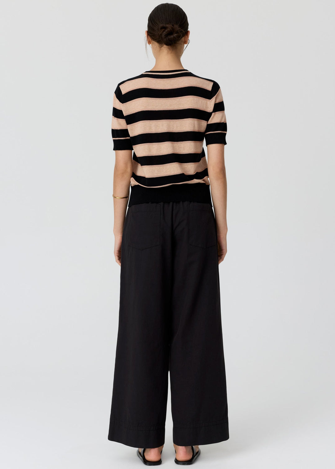 Pol Clothing - Darcey Stripe Knit Tee | Black / Pink/Pink