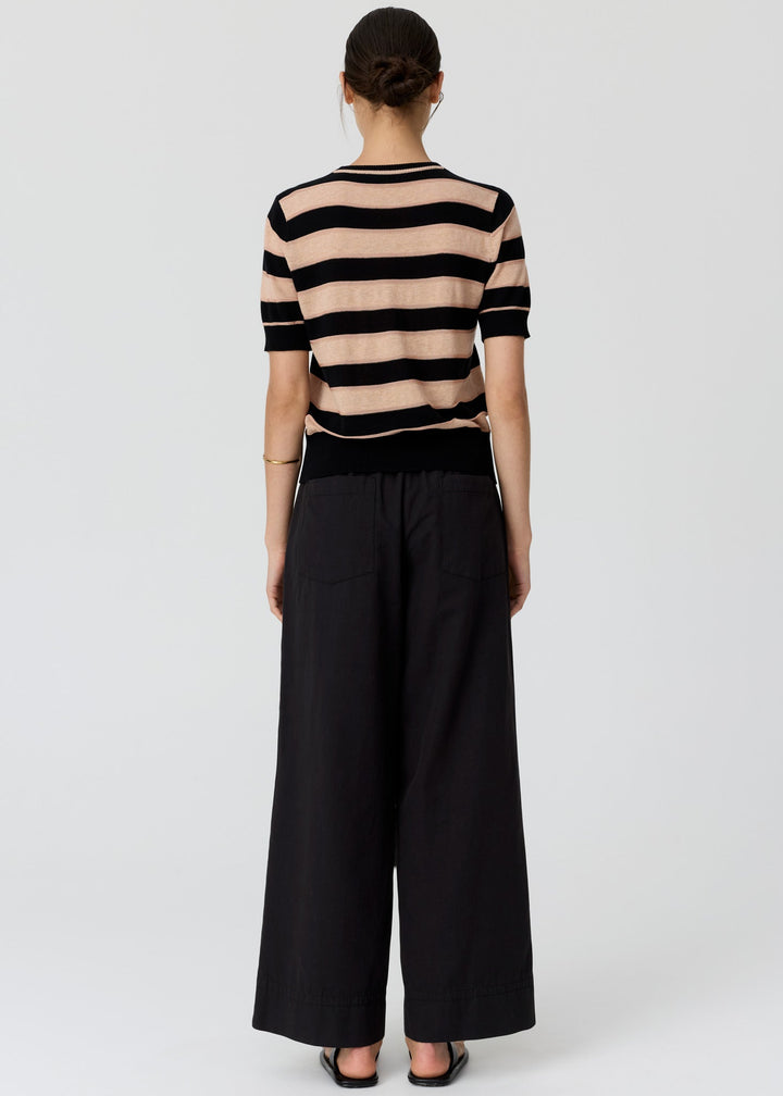 Pol Clothing - Darcey Stripe Knit Tee | Black / Pink/Pink