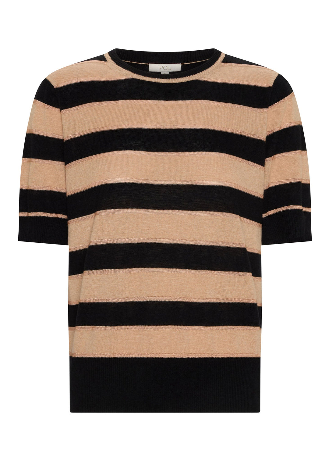 Pol Clothing - Darcey Stripe Knit Tee | Black / Pink/Pink