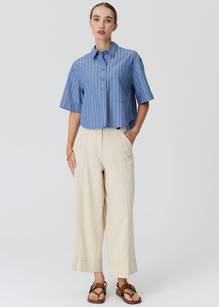 POL Clothing | Aubin Camp Shirt | Blue/Butter