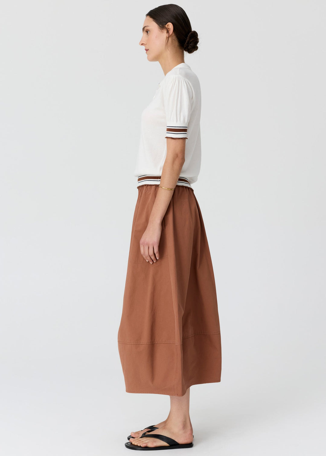 POL Clothing  | Dahlia Knit Polo | White/Toffee