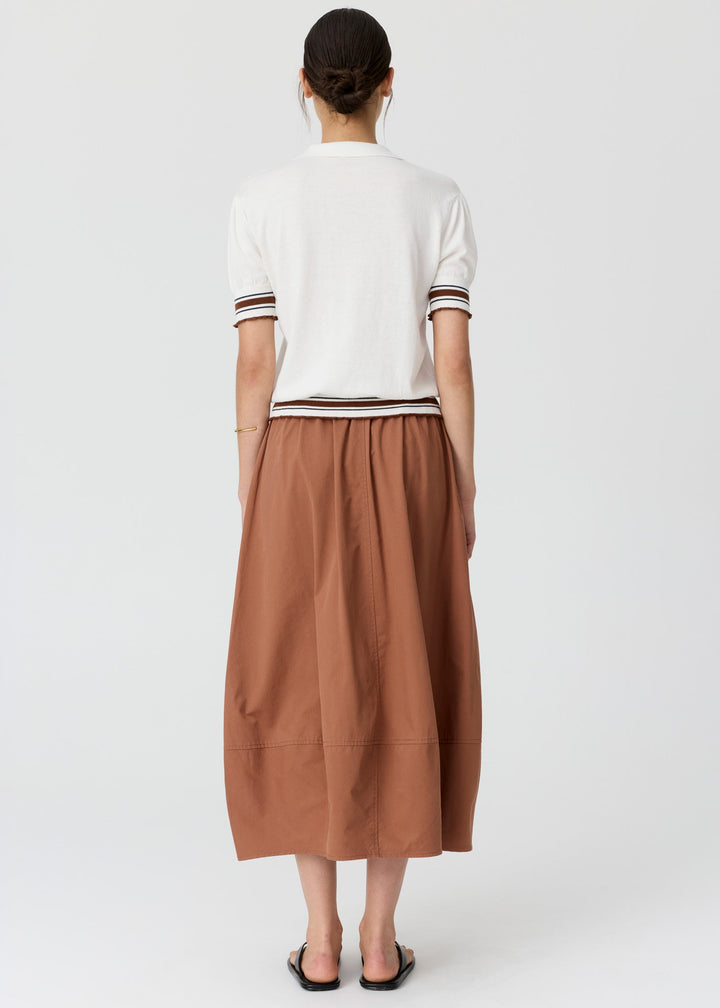 POL Clothing  | Dahlia Knit Polo | White/Toffee