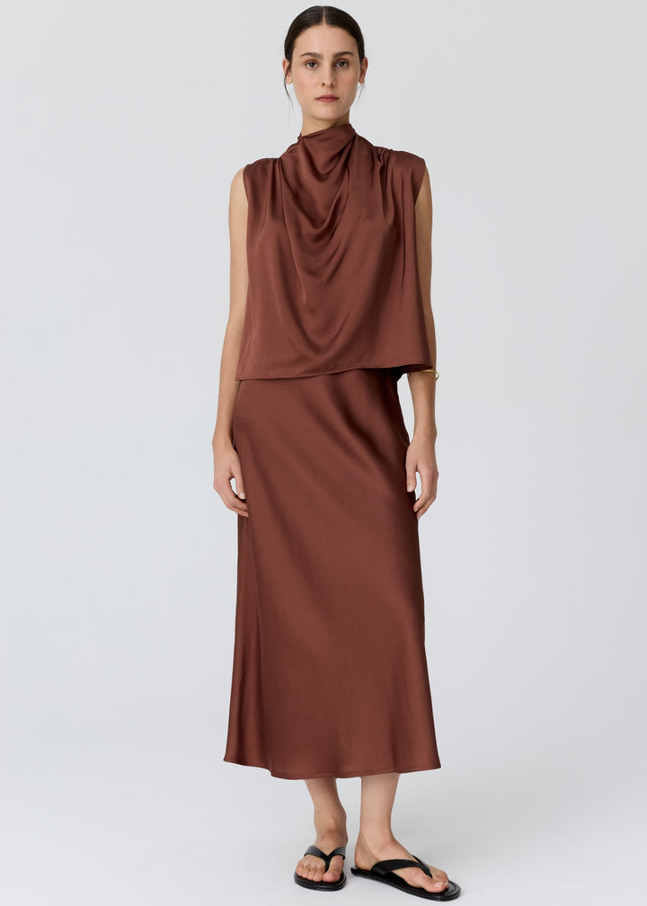 POL Clothing| Innes Bias Skirt | Toffee