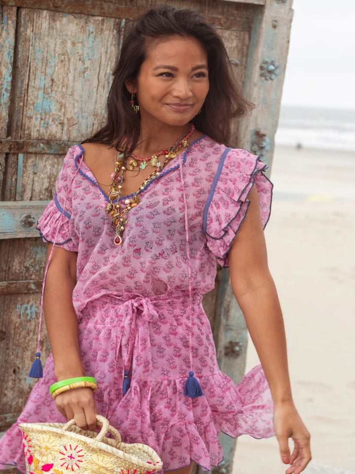 Place du Soleil | Rosa flower chiffon blouse