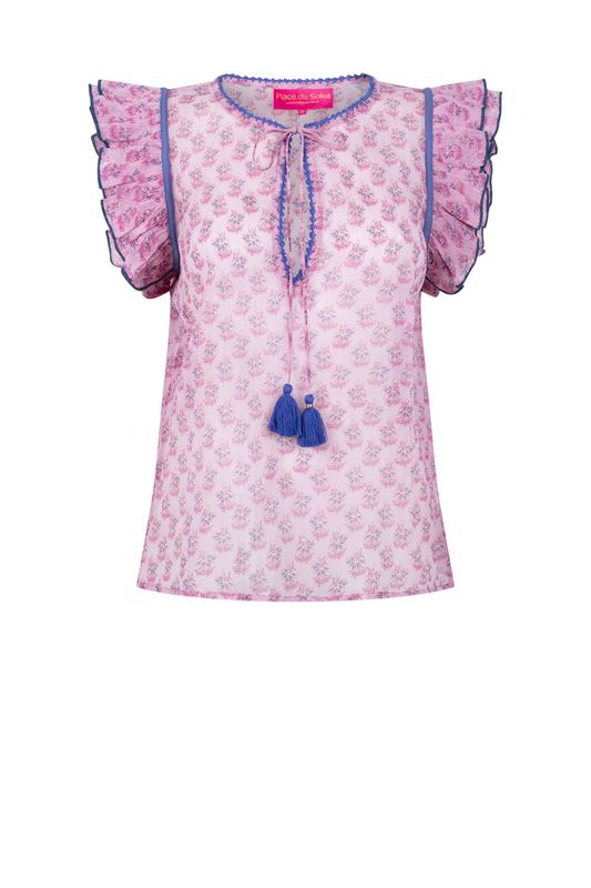 Place du Soleil | Rosa flower chiffon blouse