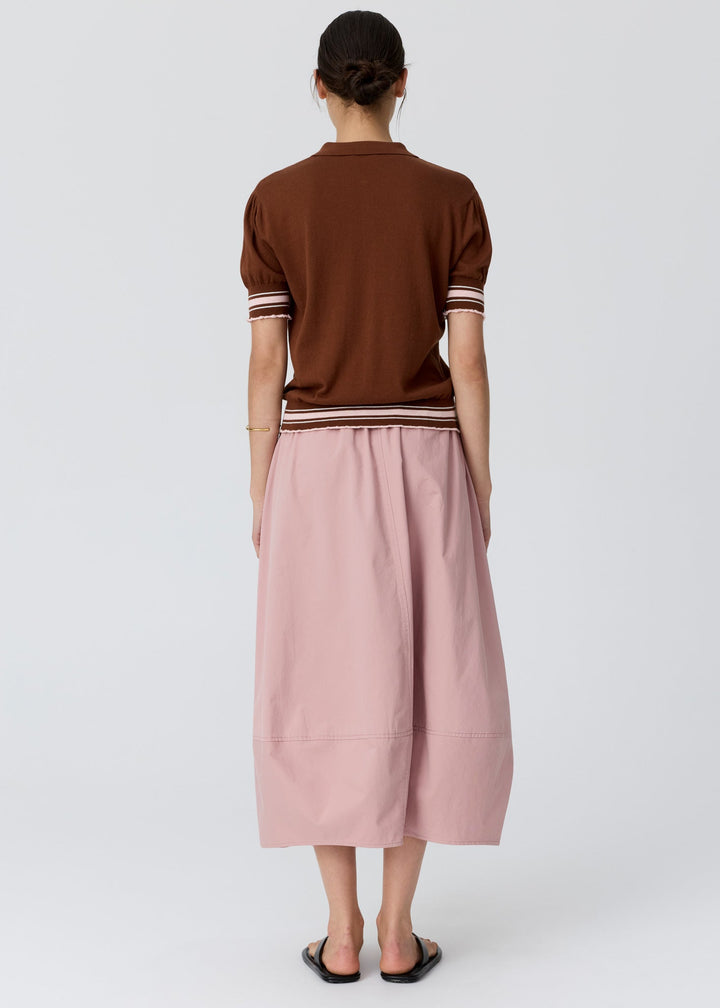 POL Clothing  | Dahlia Knit Polo | Toffee/Pink