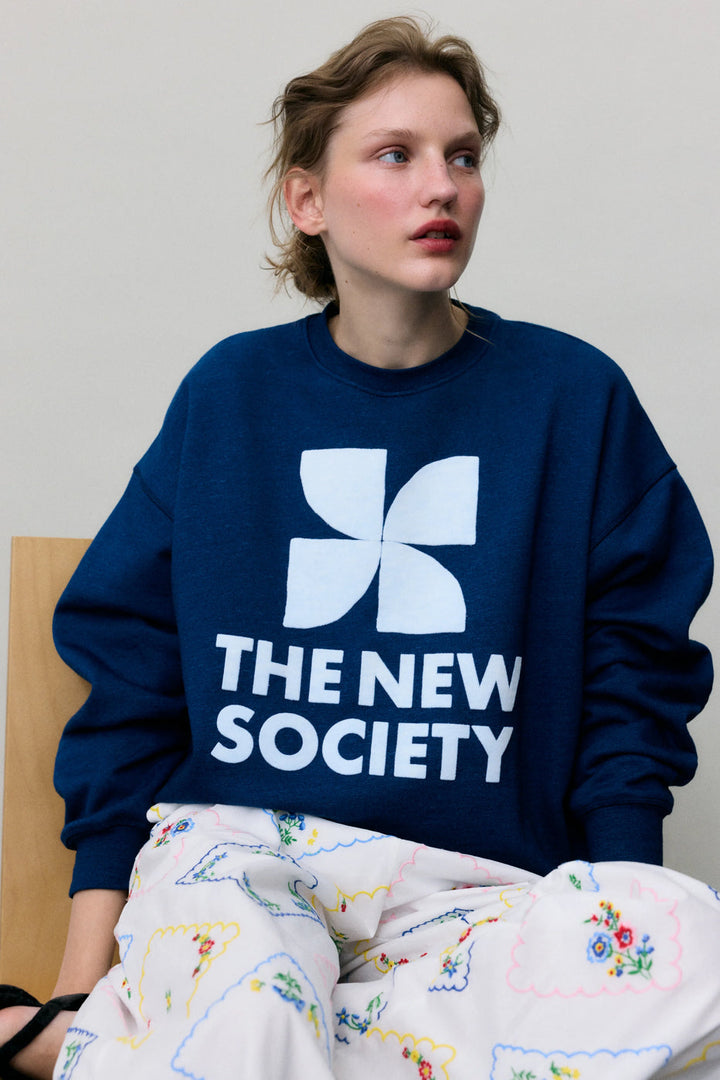 The New Society | TNS Logo Woman Sweatshirt I Ocean Indigo