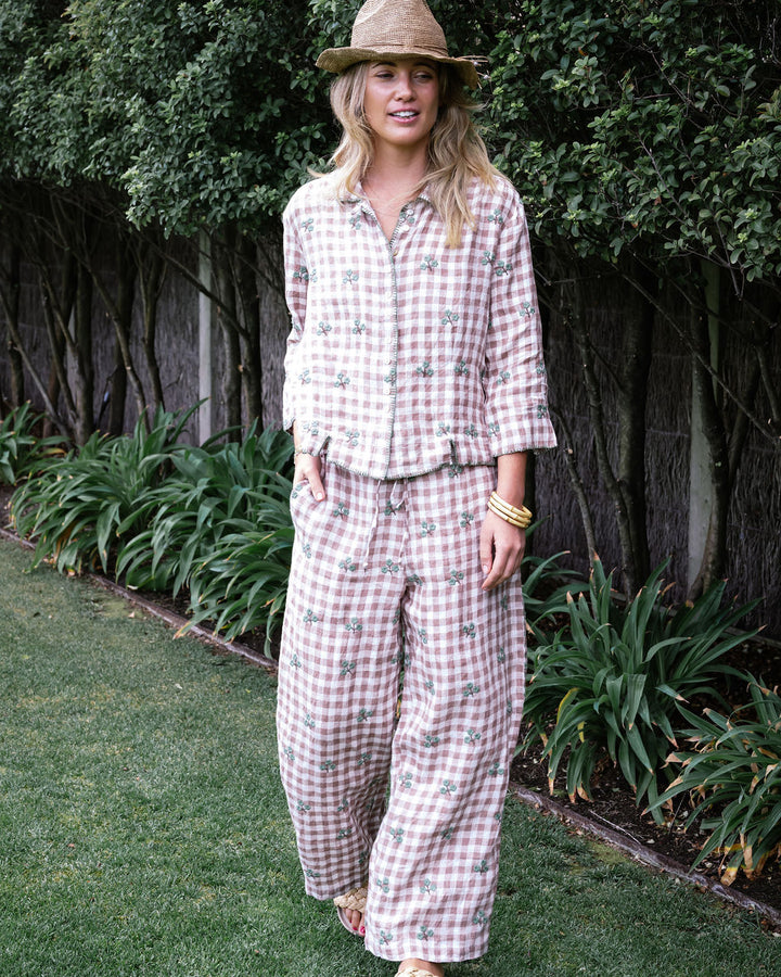 Mandalay Designs | Keaton Gingham Pant - Coco