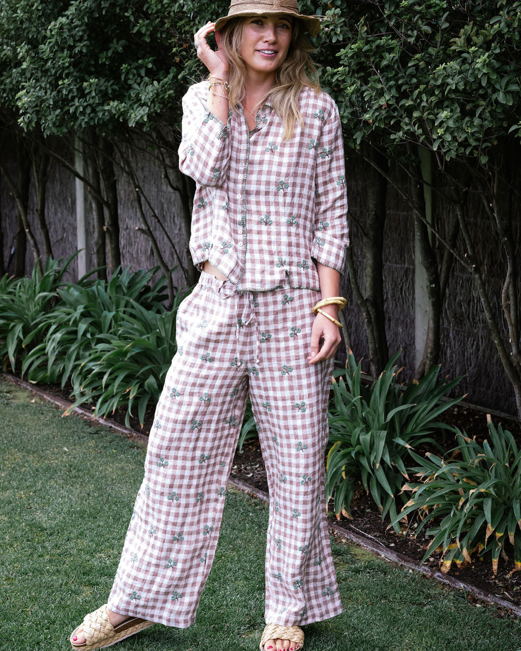 Mandalay Designs | Keaton Gingham Pant - Coco