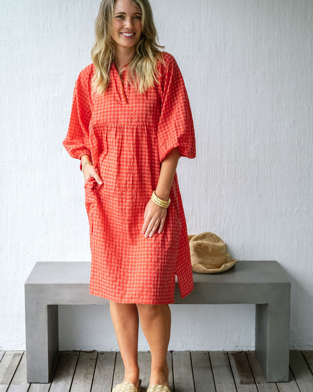 Mandalay Designs | Picnic Gingham Dress - Rose