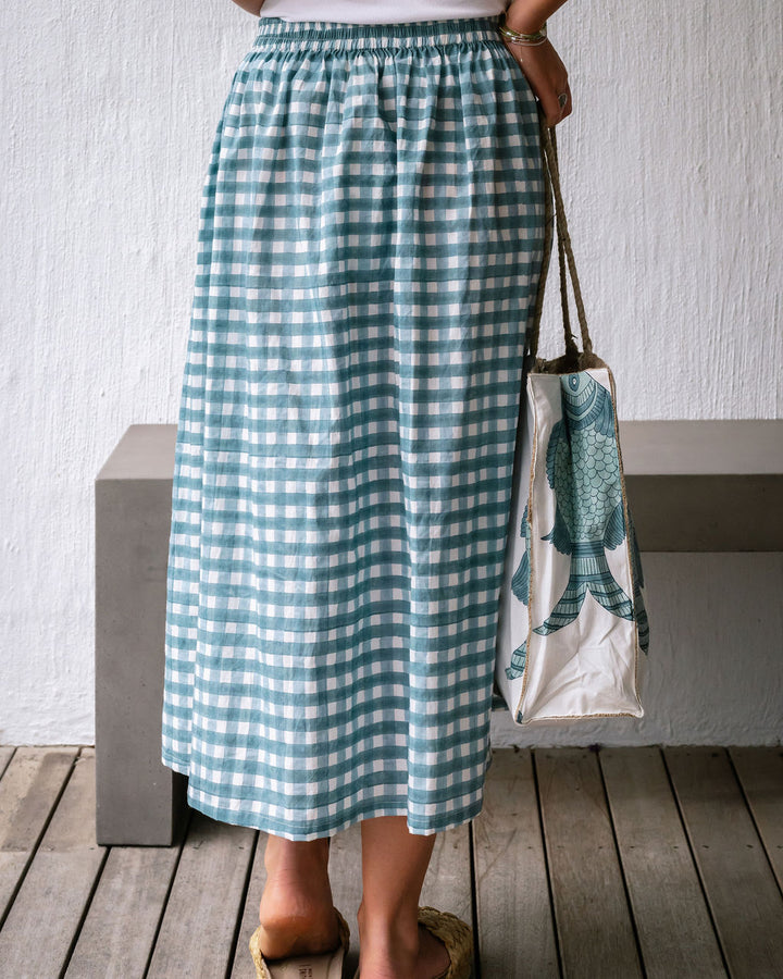 Mandalay Designs | Harry Check Skirt - Chambray