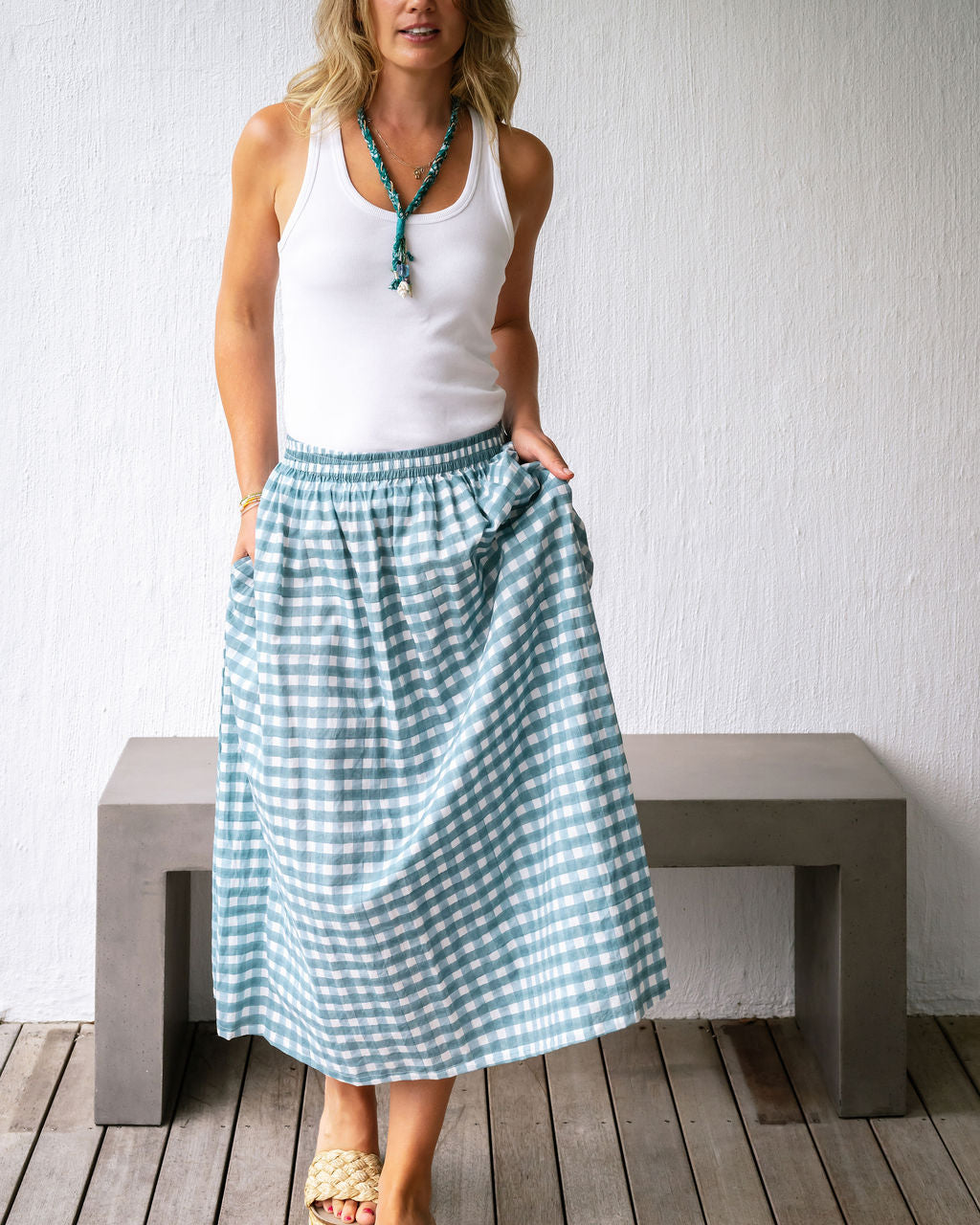 Mandalay Designs | Harry Check Skirt - Chambray