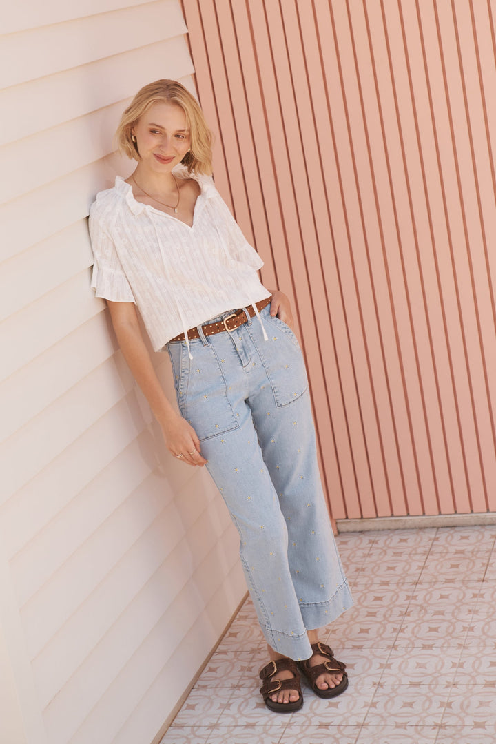 KIREINA | Celeste Pant | Daisy - Sky Blue