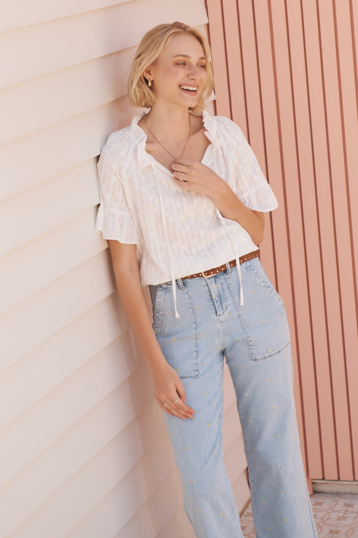 KIREINA | Celeste Pant | Daisy - Sky Blue