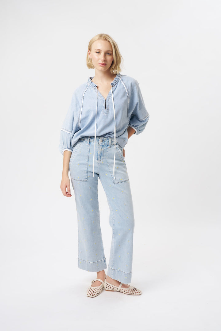 KIREINA | Celeste Pant | Daisy - Sky Blue