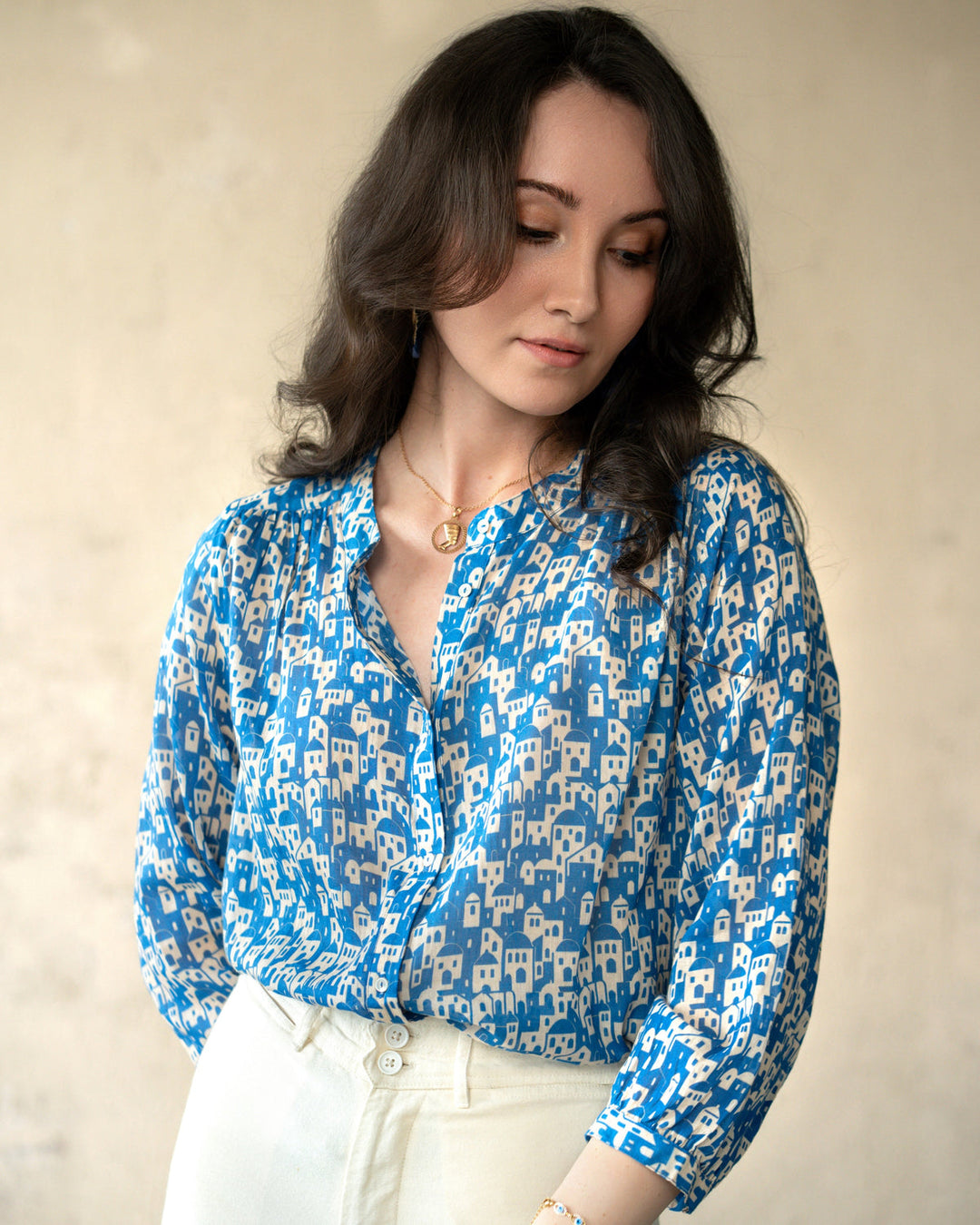 Marie Louise De Monterey | Nya Dual House Blouse - Blue White