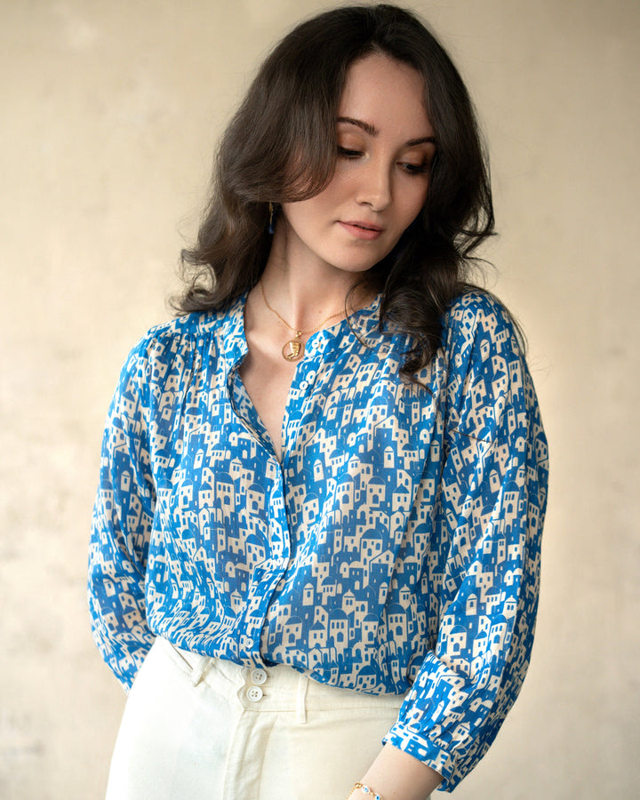 Marie Louise De Monterey | Nya Dual House Blouse - Blue White