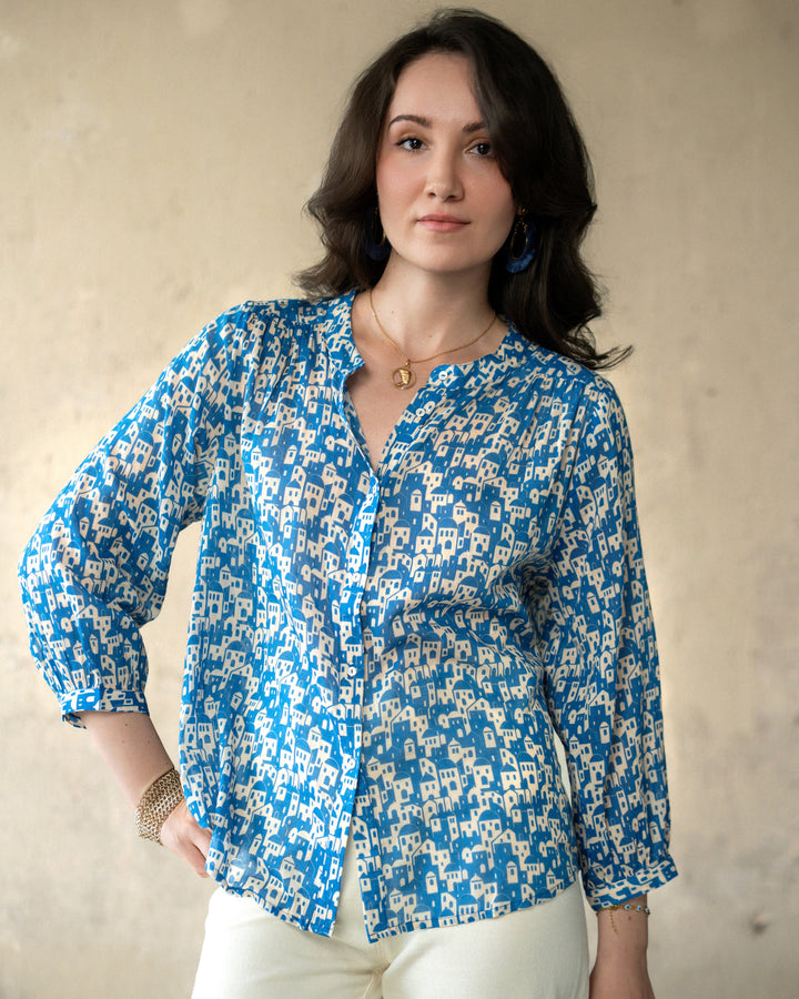 Marie Louise De Monterey | Nya Dual House Blouse - Blue White