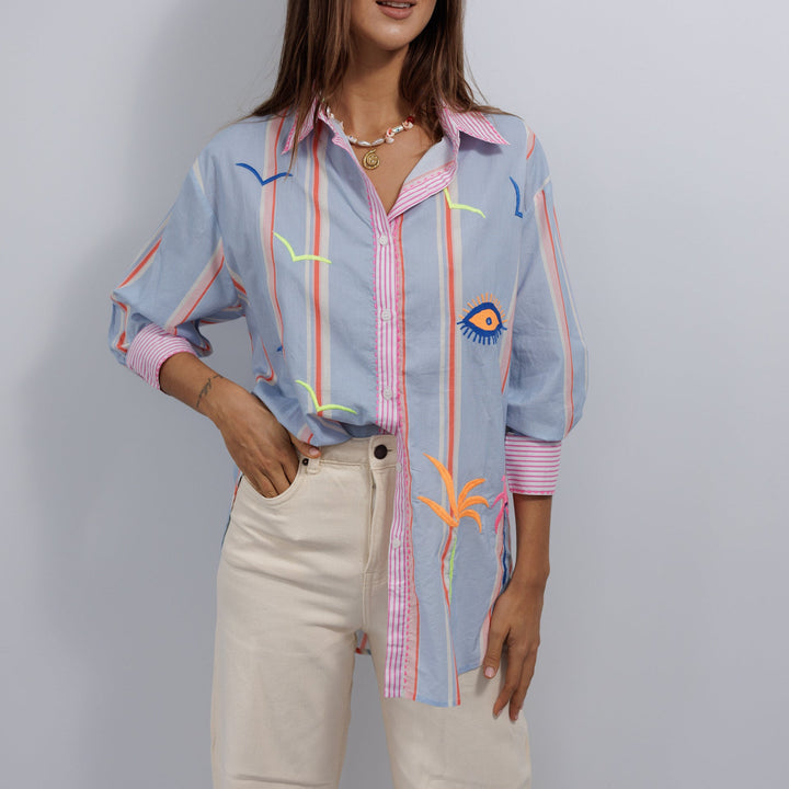 Zoda | Pure Cotton shirt - light blue/ Pink
