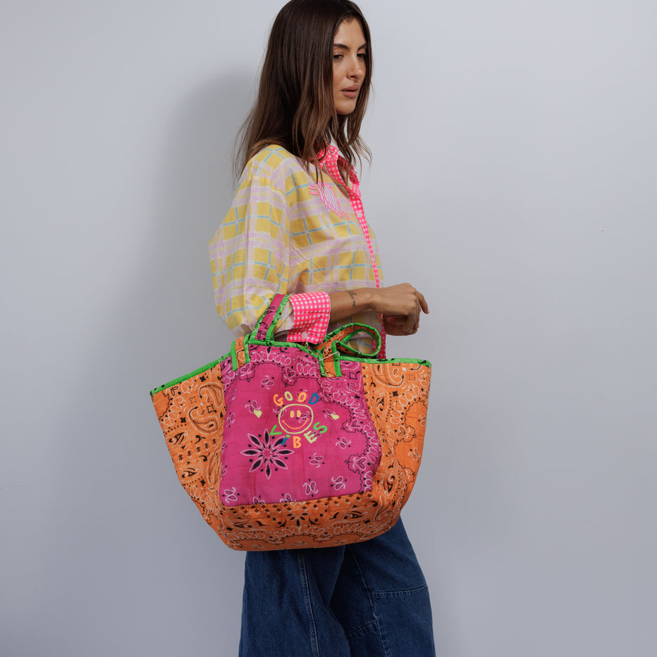 Bandana bag - Orange/Pink GOOD VIBES" 😊