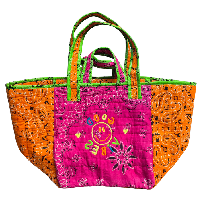 Bandana bag - Orange/Pink GOOD VIBES" 😊