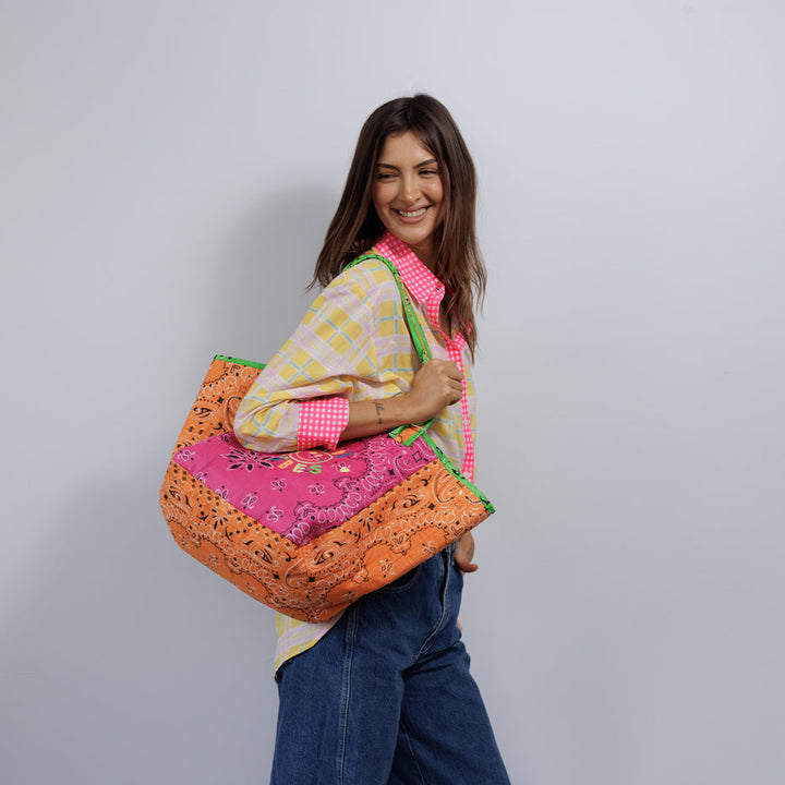 Bandana bag - Orange/Pink GOOD VIBES" 😊