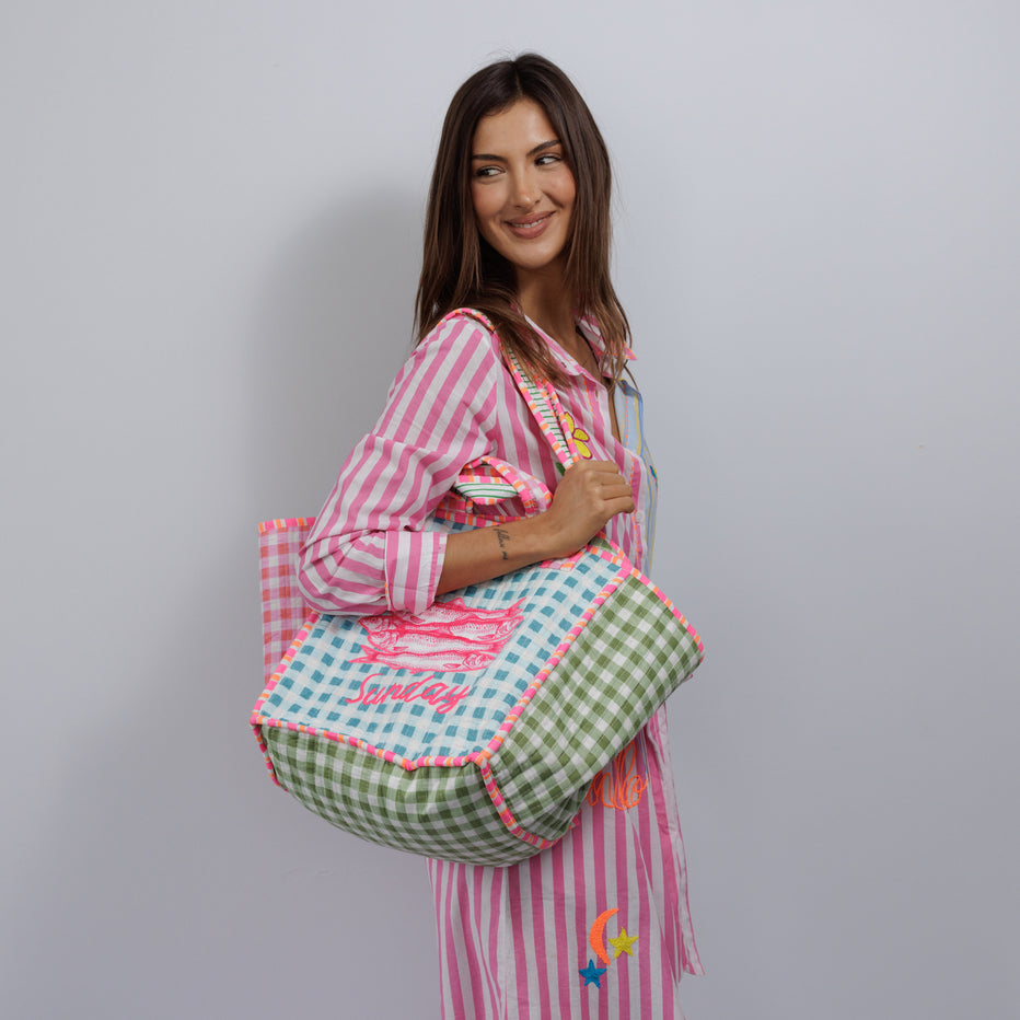 Sunday Sardine Gingham Tote Bag