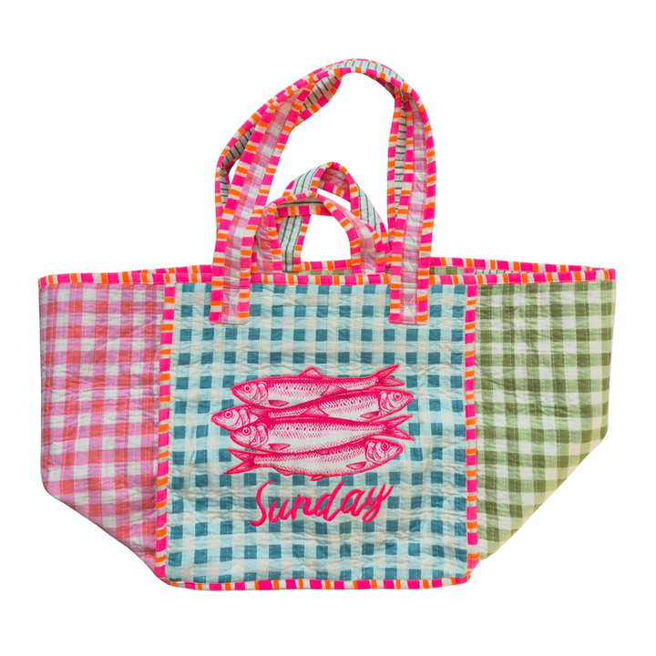 Sunday Sardine Gingham Tote Bag