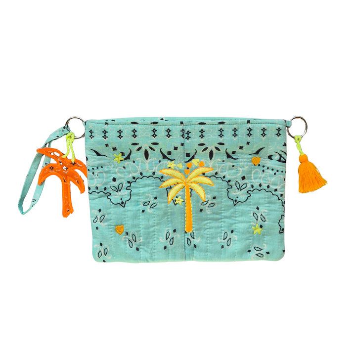 Bandana Palm Crossbody Bag — Aqua