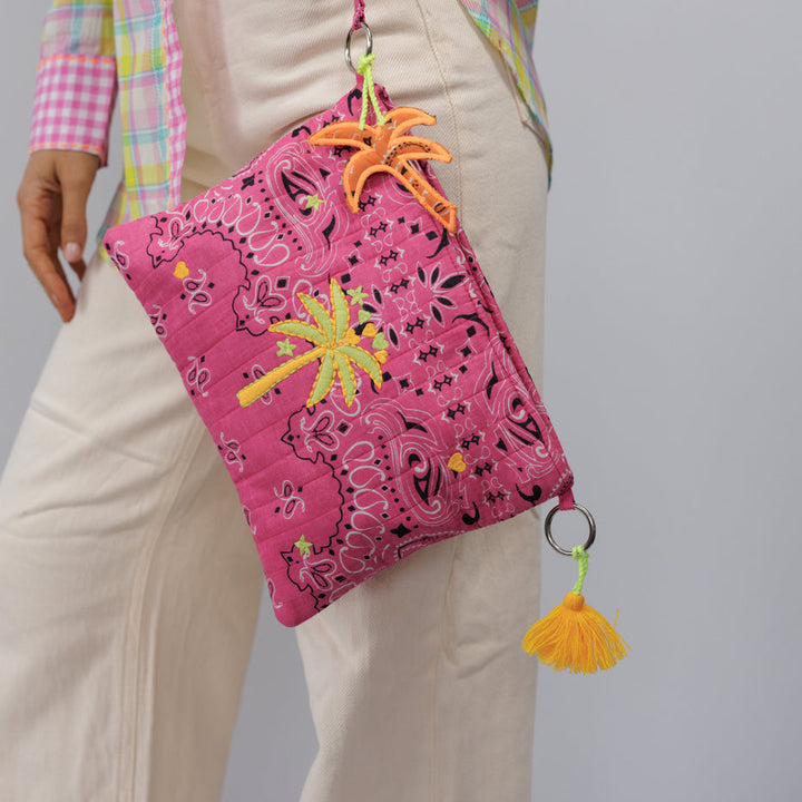 Bandana Palm Crossbody Bag — Hot Pink