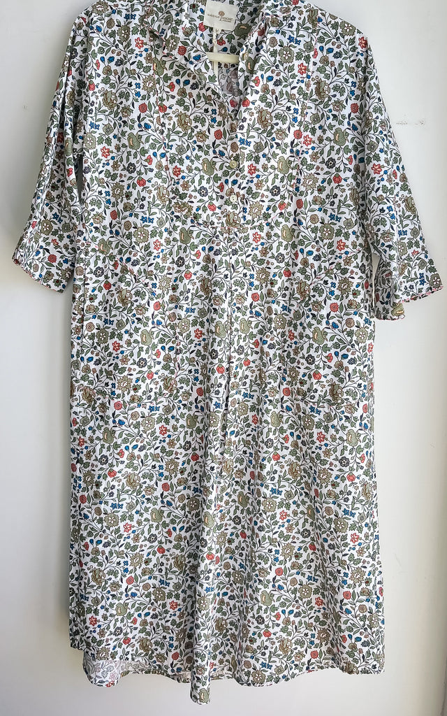 Mandalay Designs | Vintage Floral Shirtdress Midi - White Multi