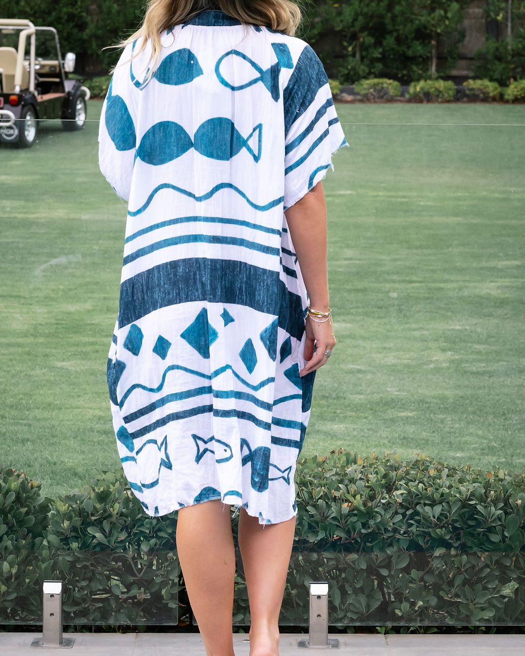 MANDALAY DESIGNS I DEEP DIVE CAFTAN DRESS I WHITE BLUE INDIGO - Dutch Hideout