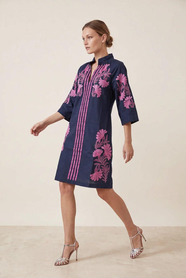 LOLA I VERONIKA ALLEGRA MIDI DRESS I NAVY PINK