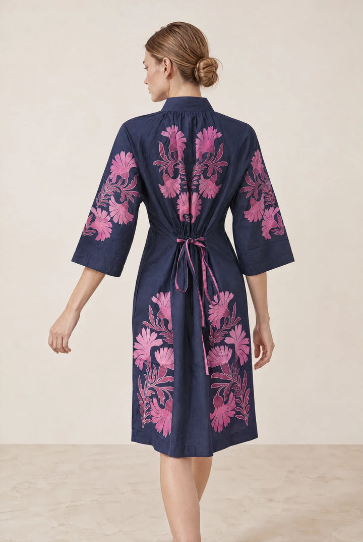 LOLA I VERONIKA ALLEGRA MIDI DRESS I NAVY PINK