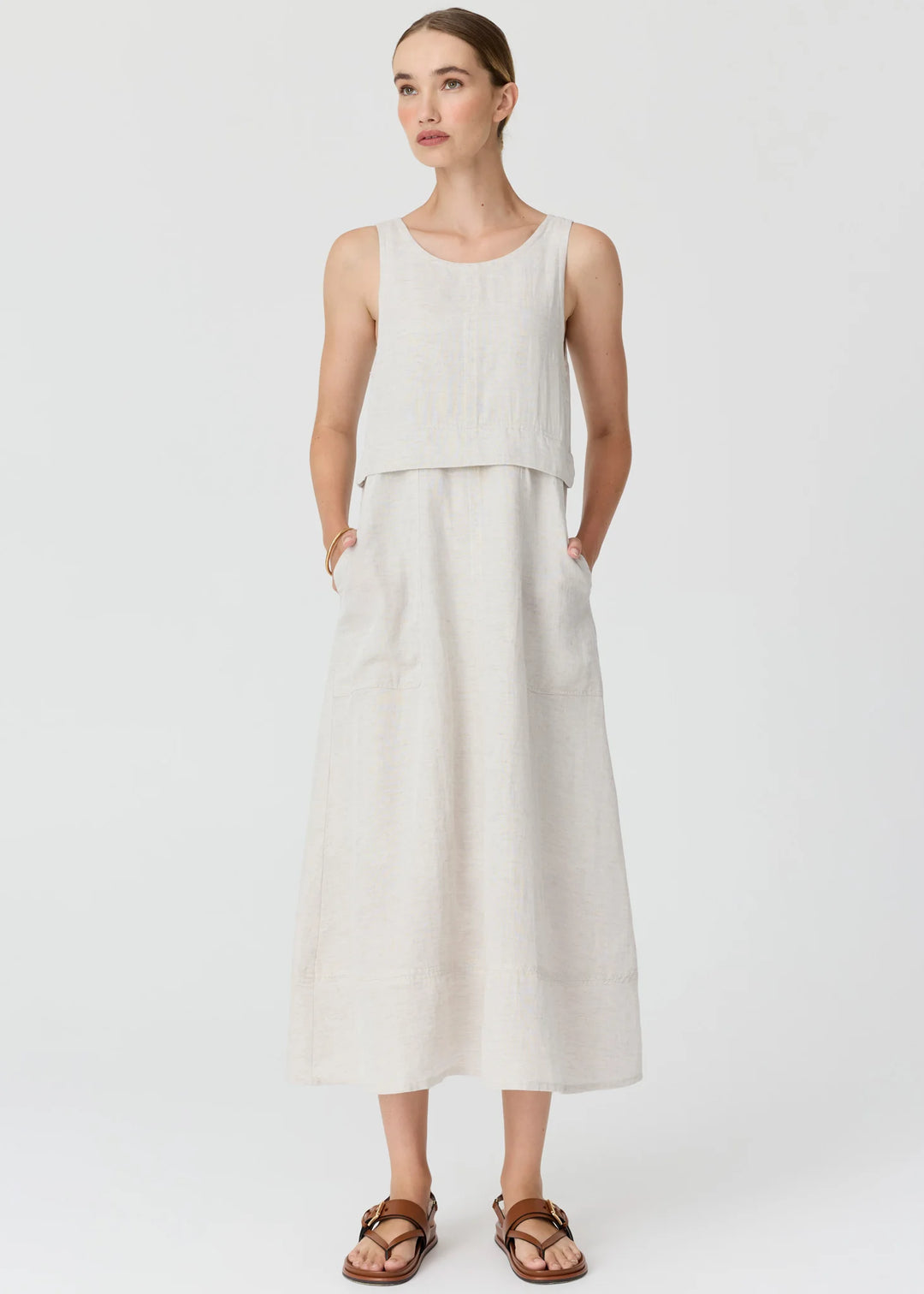POL Clothing | Frankie Double Layer Dress | Natural