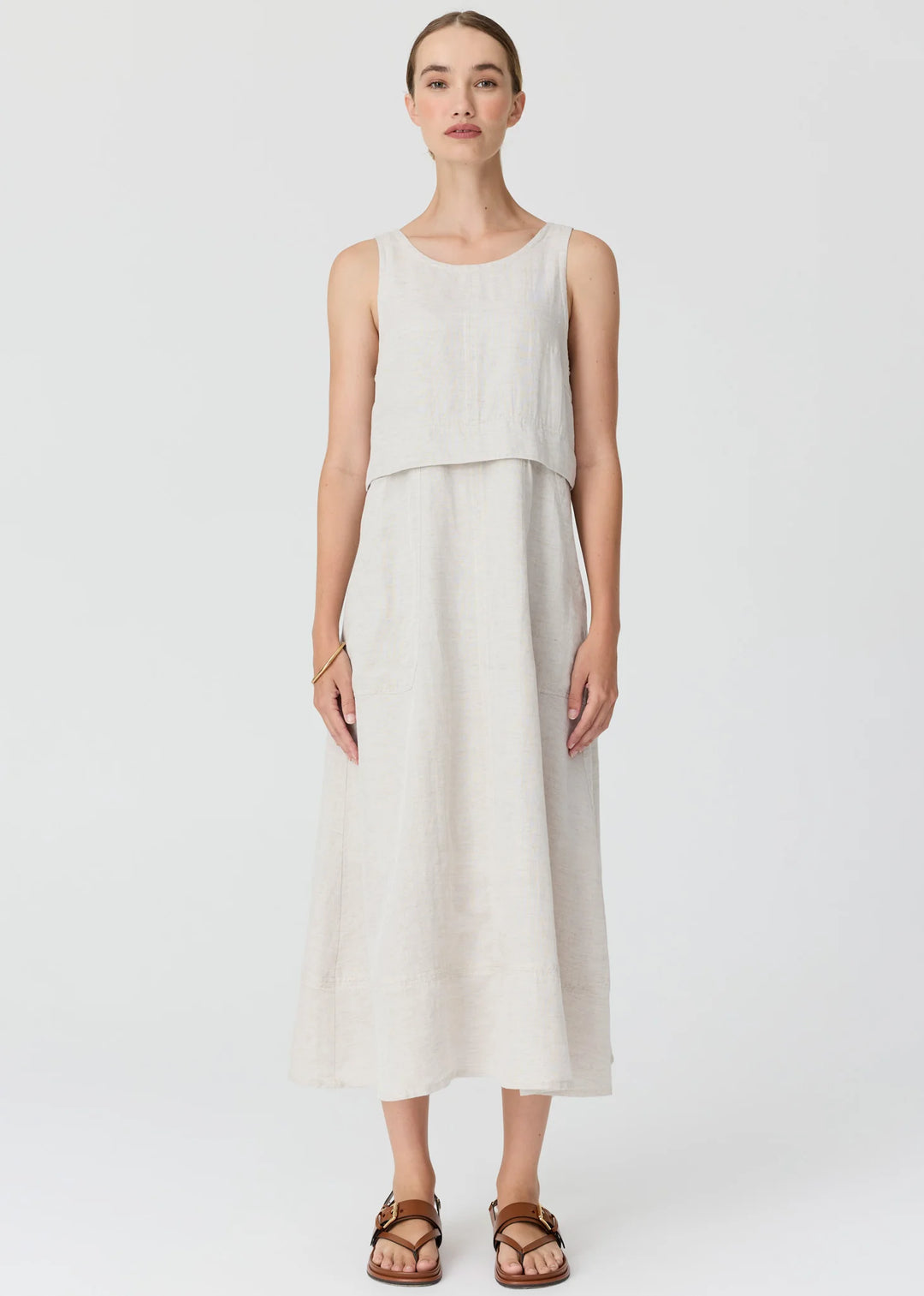 POL Clothing | Frankie Double Layer Dress | Natural