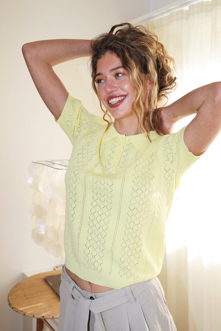 Lollys Laundry I Alaia Polo Knit I 96 Neon Yellow