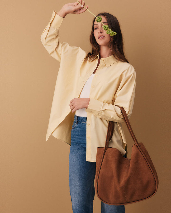Elms + King | Capri Tote | Tan Microsuede - Dutch Hideout