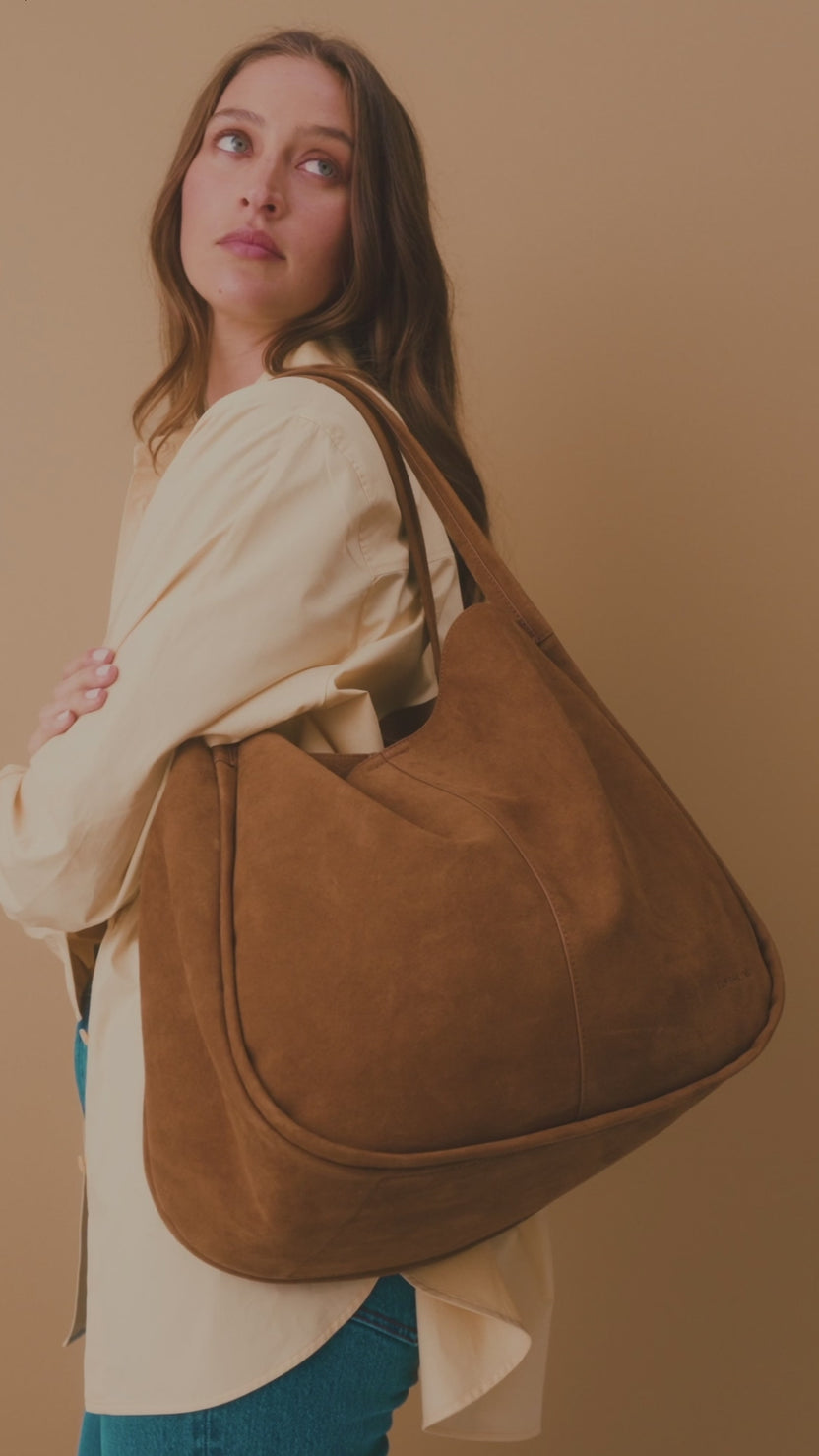 Elms + King | Capri Tote | Tan Microsuede - Dutch Hideout