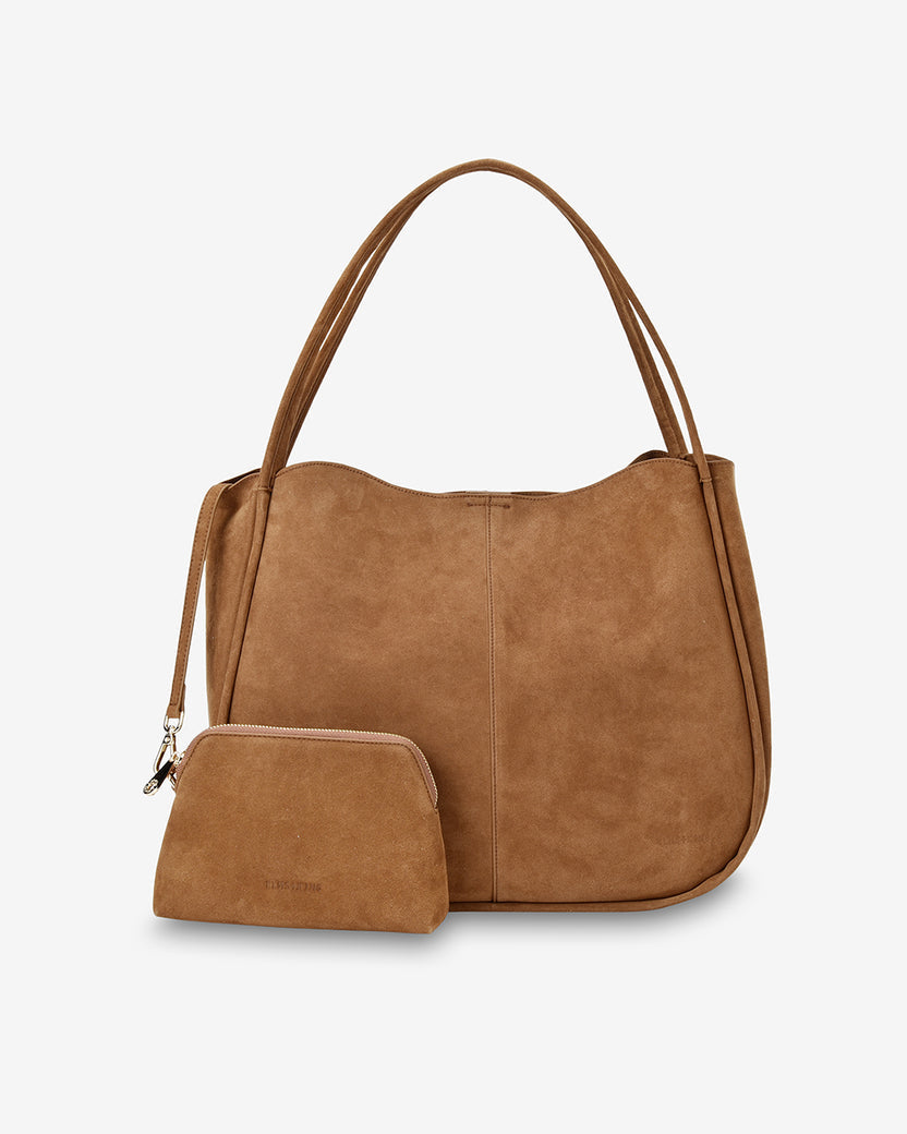 Elms + King | Capri Tote | Tan Microsuede - Dutch Hideout