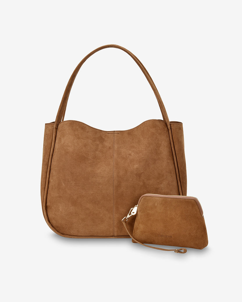 Elms + King | Capri Tote | Tan Microsuede - Dutch Hideout