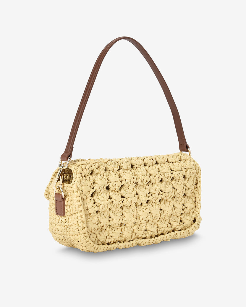 Arlington Milne | Thea Shoulder Bag | Raffia Weave - Dutch Hideout