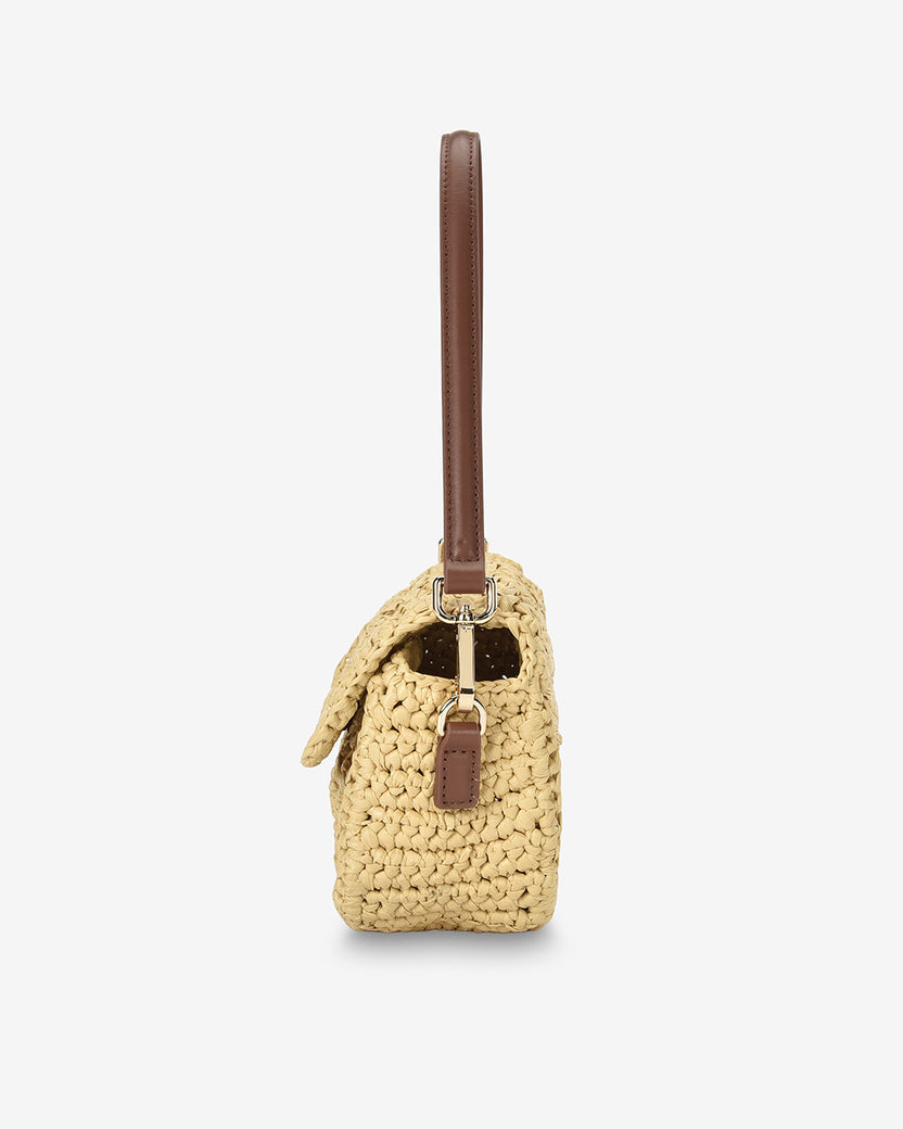 Arlington Milne | Thea Shoulder Bag | Raffia Weave - Dutch Hideout
