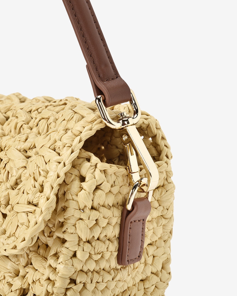 Arlington Milne | Thea Shoulder Bag | Raffia Weave - Dutch Hideout