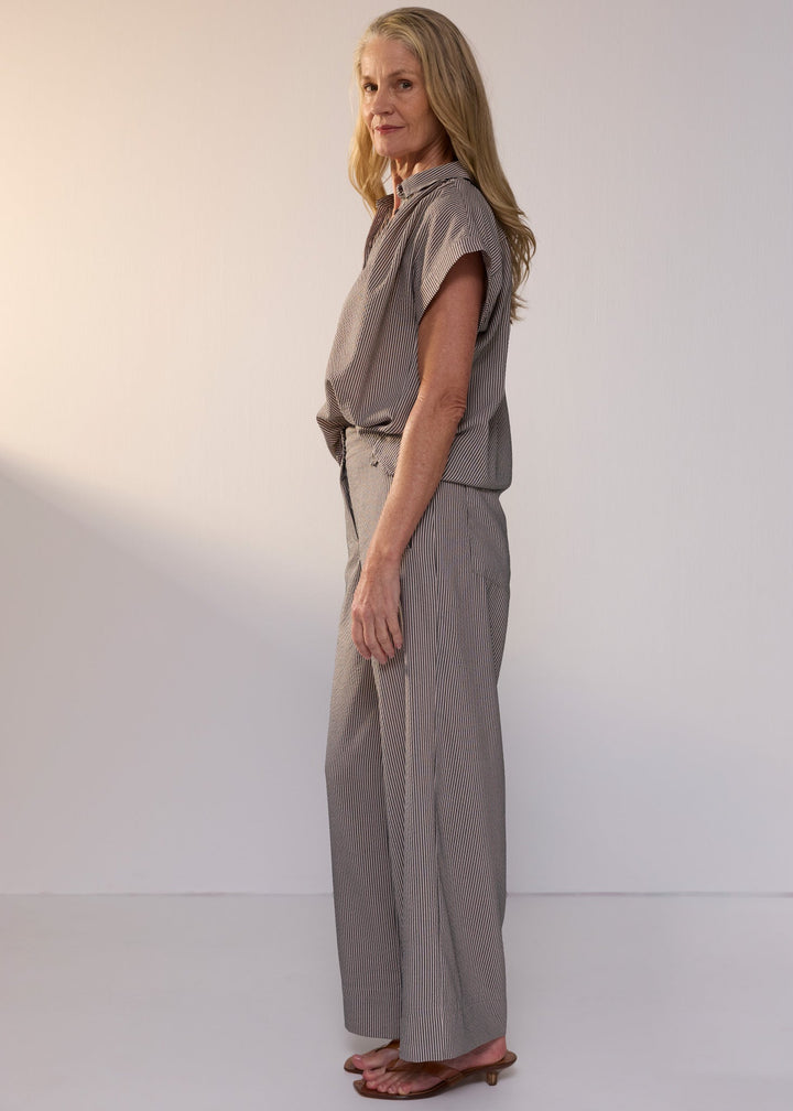 POL Clothing | Dylan Shirt | Shadow Stripe - Dutch Hideout