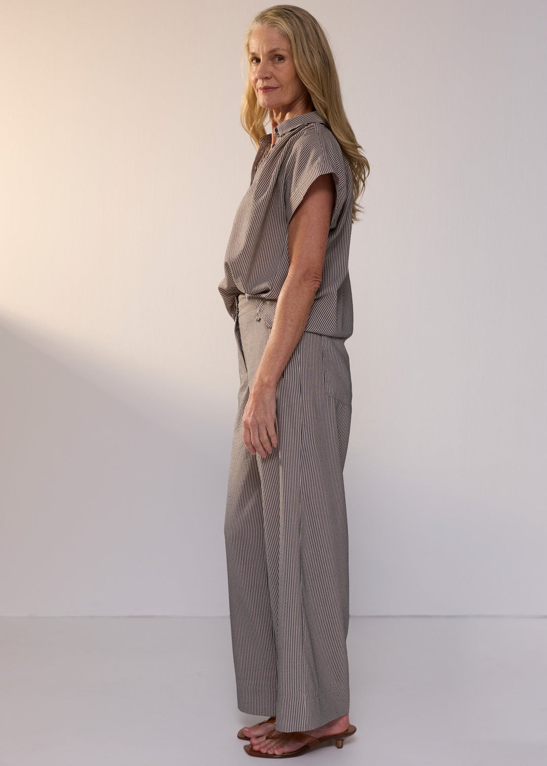 POL Clothing | Dylan Shirt | Shadow Stripe - Dutch Hideout