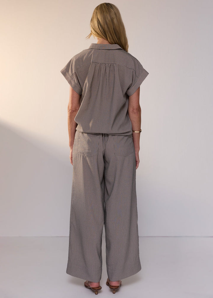 POL Clothing | Dylan Shirt | Shadow Stripe - Dutch Hideout