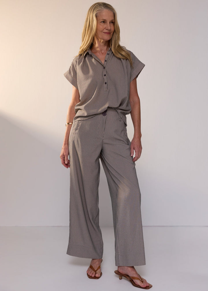 POL Clothing | Dylan Shirt | Shadow Stripe - Dutch Hideout