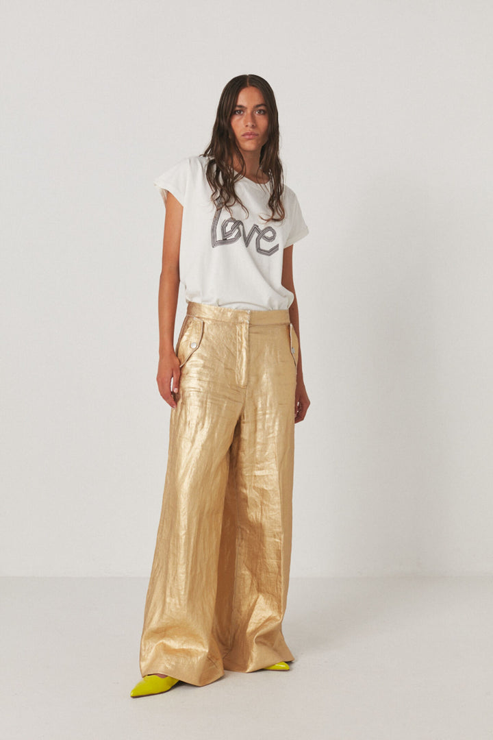 Rabens Saloner | Inja Midas Gold Wide Leg Pant | Gold